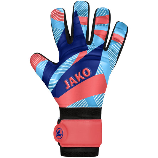 JAKO Keeperhandschoen River Basic Junior RC - Koraal/hemelsblauw/navy