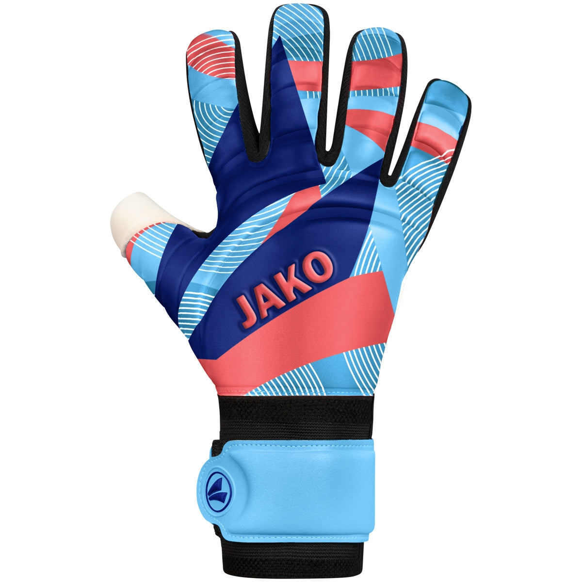 JAKO Keeperhandschoen River SuperSoft NC - Hemelsblauw/koraal/navy