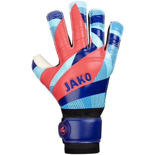 JAKO Keeperhandschoen River Basic RC Protection - Navy/hemelsblauw/koraal