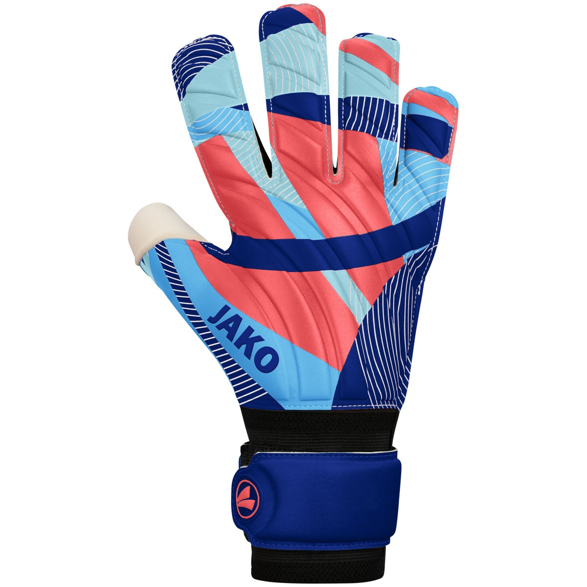 JAKO Keeperhandschoen River Basic RC - Navy/hemelsblauw/koraal